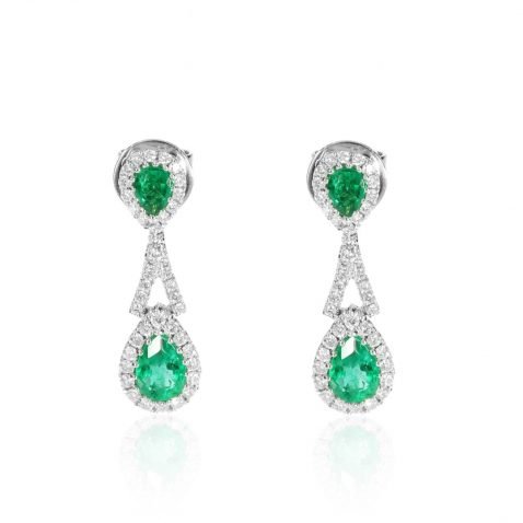 Heidi Kjeldsen Jewellery Splendid Emerald & Diamond Drop Earrings ER1459 Front