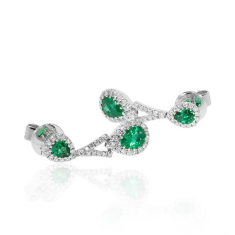Heidi Kjeldsen Jewellery Splendid Emerald & Diamond Drop Earrings ER1459 Stacked