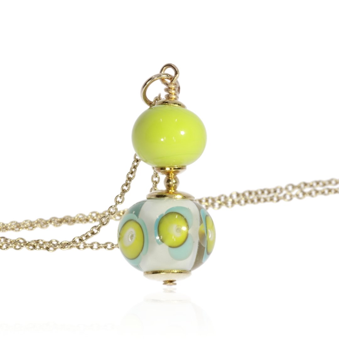 Lime Green Dot Murano Glass Pendant By Heidi Kjeldsen Jewellery P1411 Standing