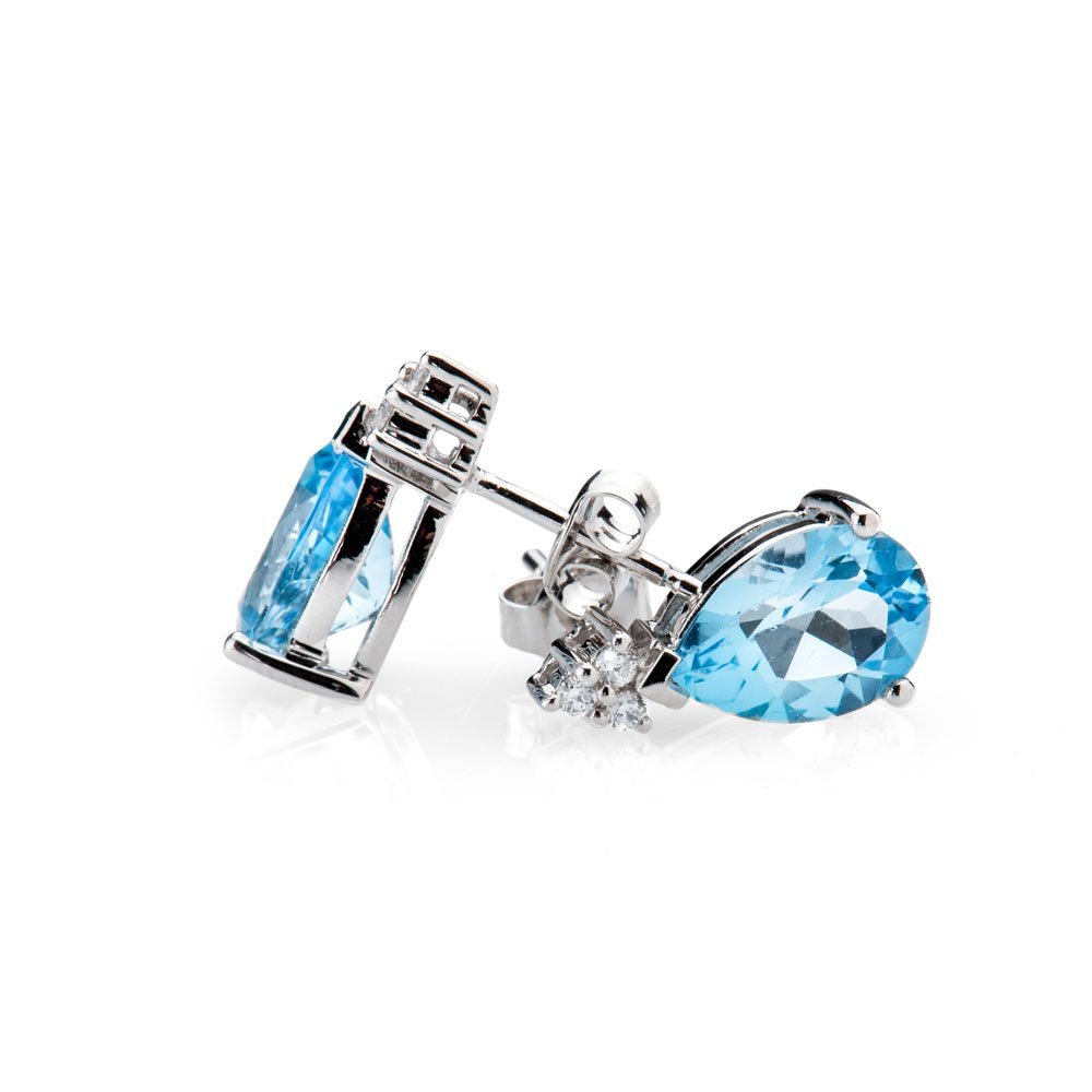 Heidi Kjeldsen Striking Blue Topaz and Diamond Drop Earrings By Heidi Kjeldsen Jewellery ER1758 Flat