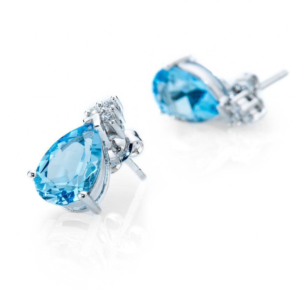 Heidi Kjeldsen Striking Blue Topaz and Diamond Drop Earrings By Heidi Kjeldsen Jewellery ER1758 Side View 2