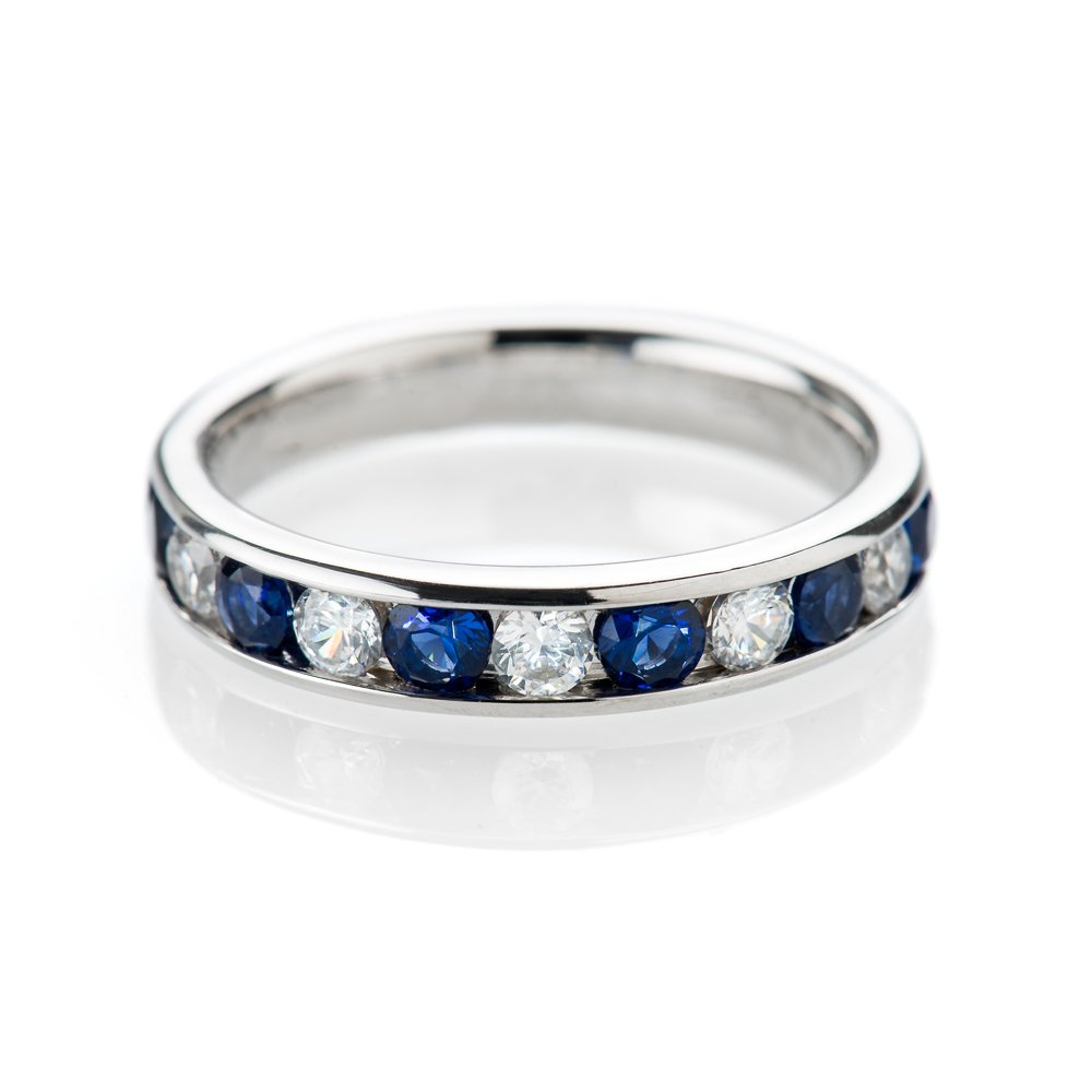 Captivating Ceylon Sapphire and Diamond Eternity Ring