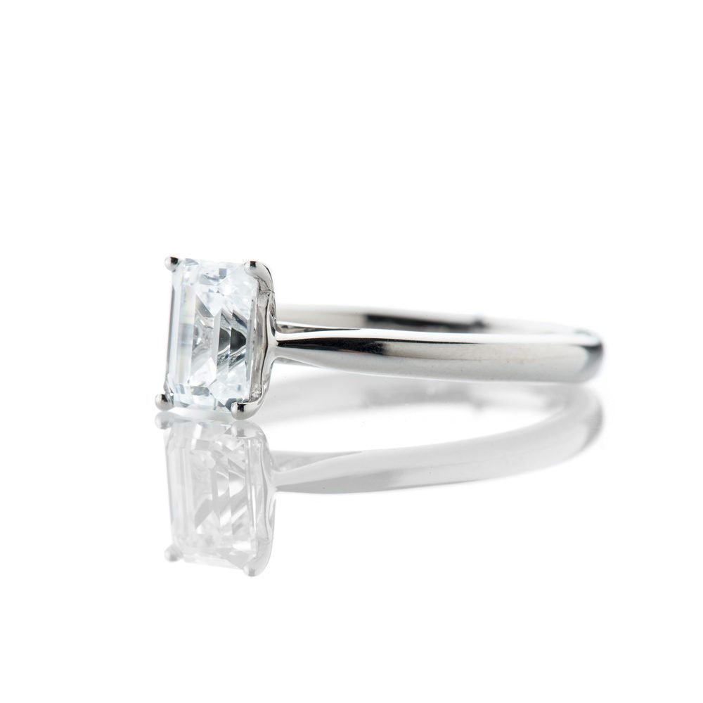 Magnificent Emerald Cut Diamond Engagement Ring in 18ct White Gold or Platinum
