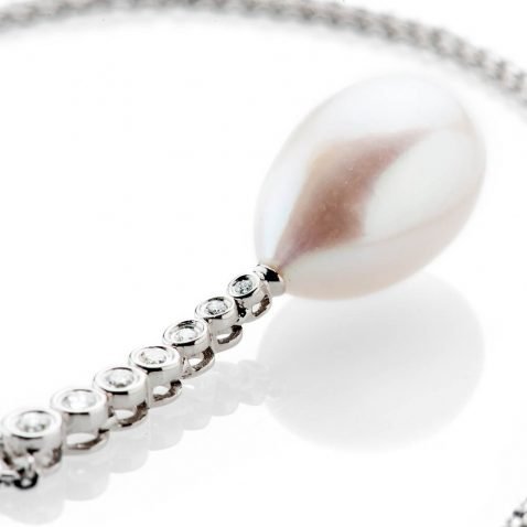 Heidi Kjeldsen Desirable Fresh Water Pearl And Diamond 18ct White Gold Pendant - NL1200-3
