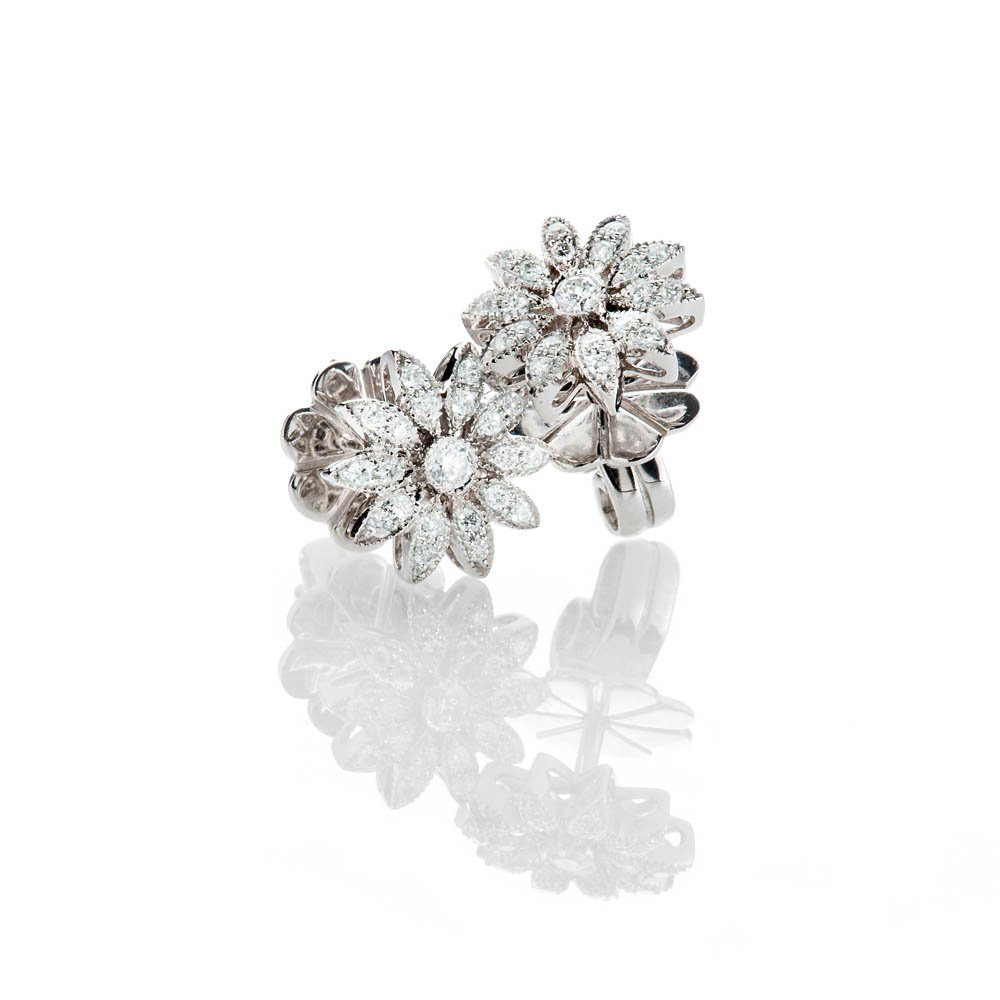 Heidi Kjeldsen Pretty Diamond And 18ct White Gold Flower Design Earrings - ER2077-2