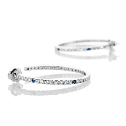 Heidi Kjeldsen Unique Top Ceylon Royal Blue Sapphire And Diamond Hooped Earrings In 18ct White Gold - ER2210-1