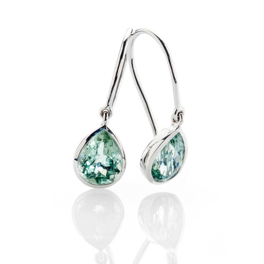 Elegant Pale Green Natural Tourmaline And White Gold Drop Earrings