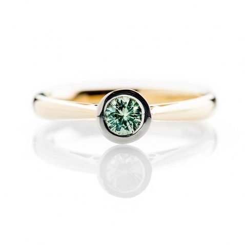 Heidi Kjeldsen Elegant Vibrant Green Natural Sapphire Platinum And Gold Engagement Or Dress Ring R1319-3