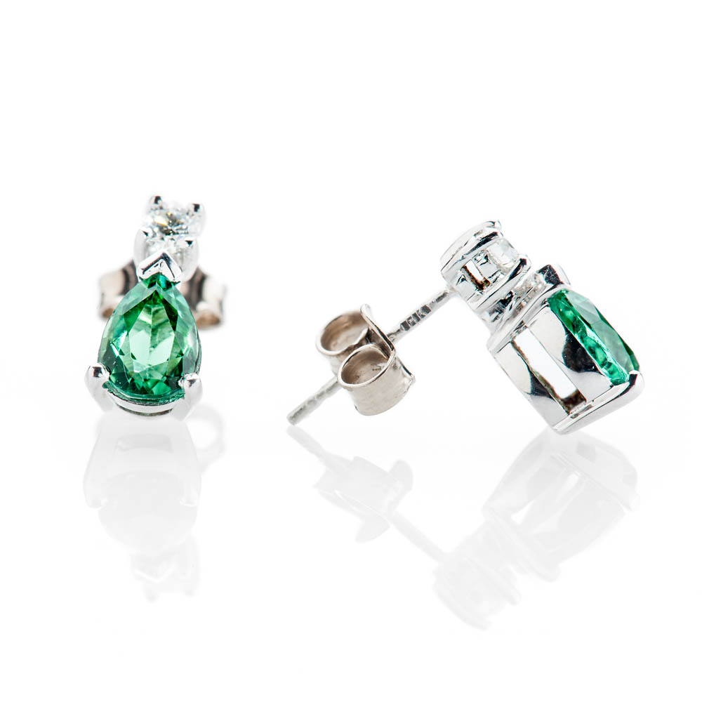 Heidi Kjeldsen Exquisite Chrome Green Natural Tourmaline Brilliant Cut Diamond And Gold Drop Earrings - ER2349-2
