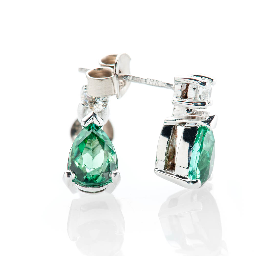 Heidi Kjeldsen Exquisite Chrome Green Natural Tourmaline Brilliant Cut Diamond And Gold Drop Earrings - ER2349-3