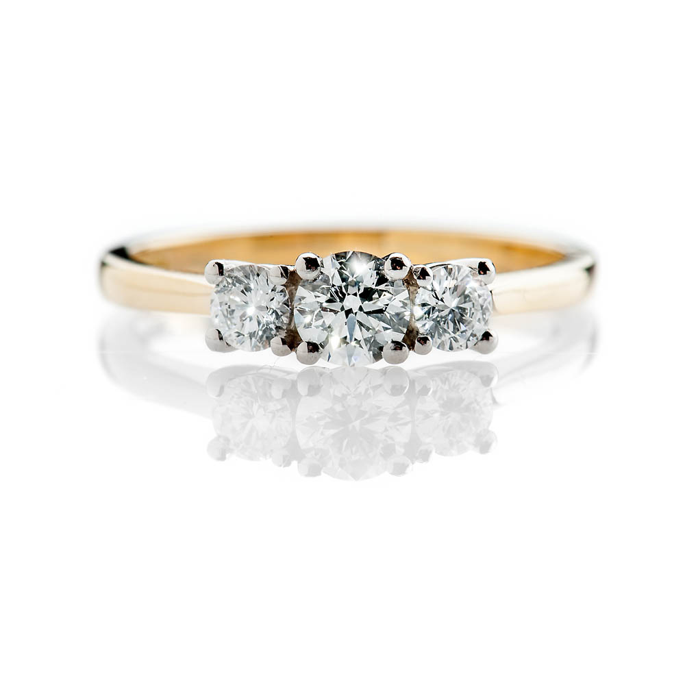 Heidi Kjeldsen Scintillating Brilliant Cut Natural Diamond Platinum And Gold Engagement Trilogy Ring - R1320-3