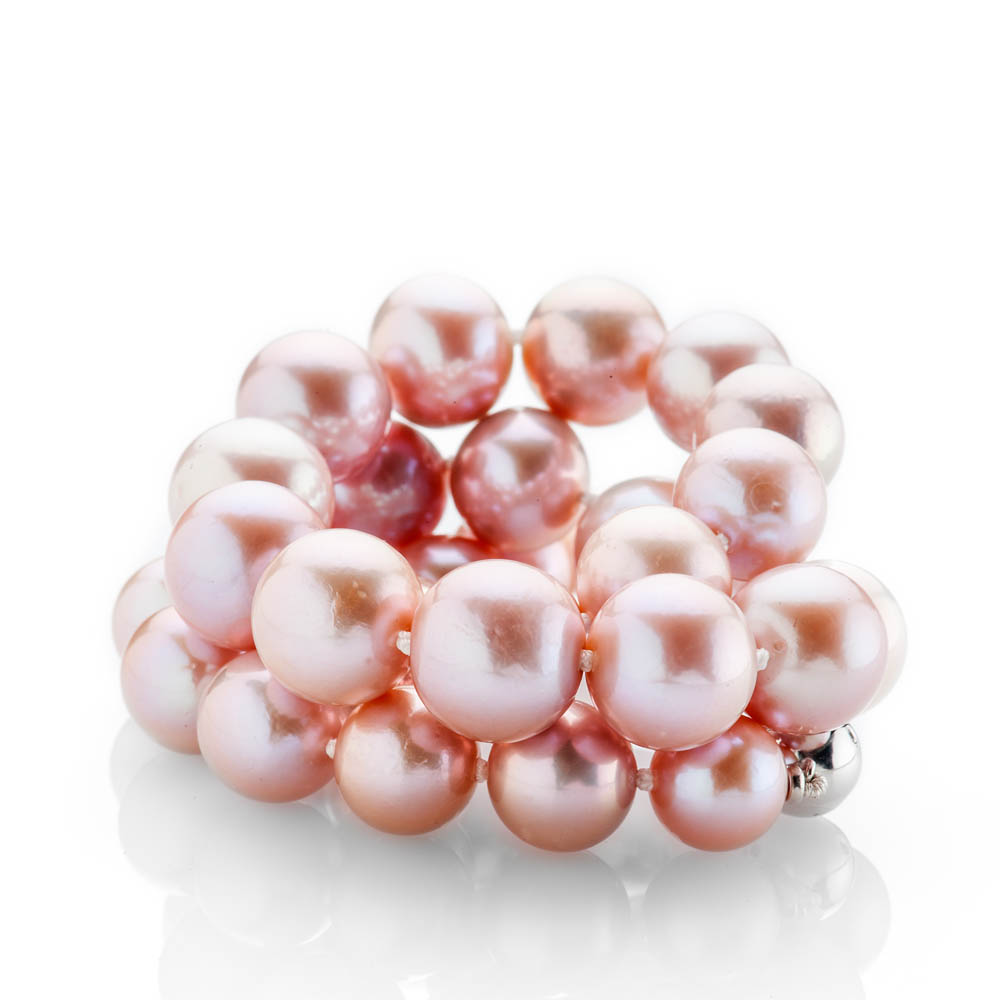 Heidi Kjeldsen Striking Lustrous Pink Natural Cultured Pearl Brilliant Cut Diamond And Gold Necklace - NL1204-2a