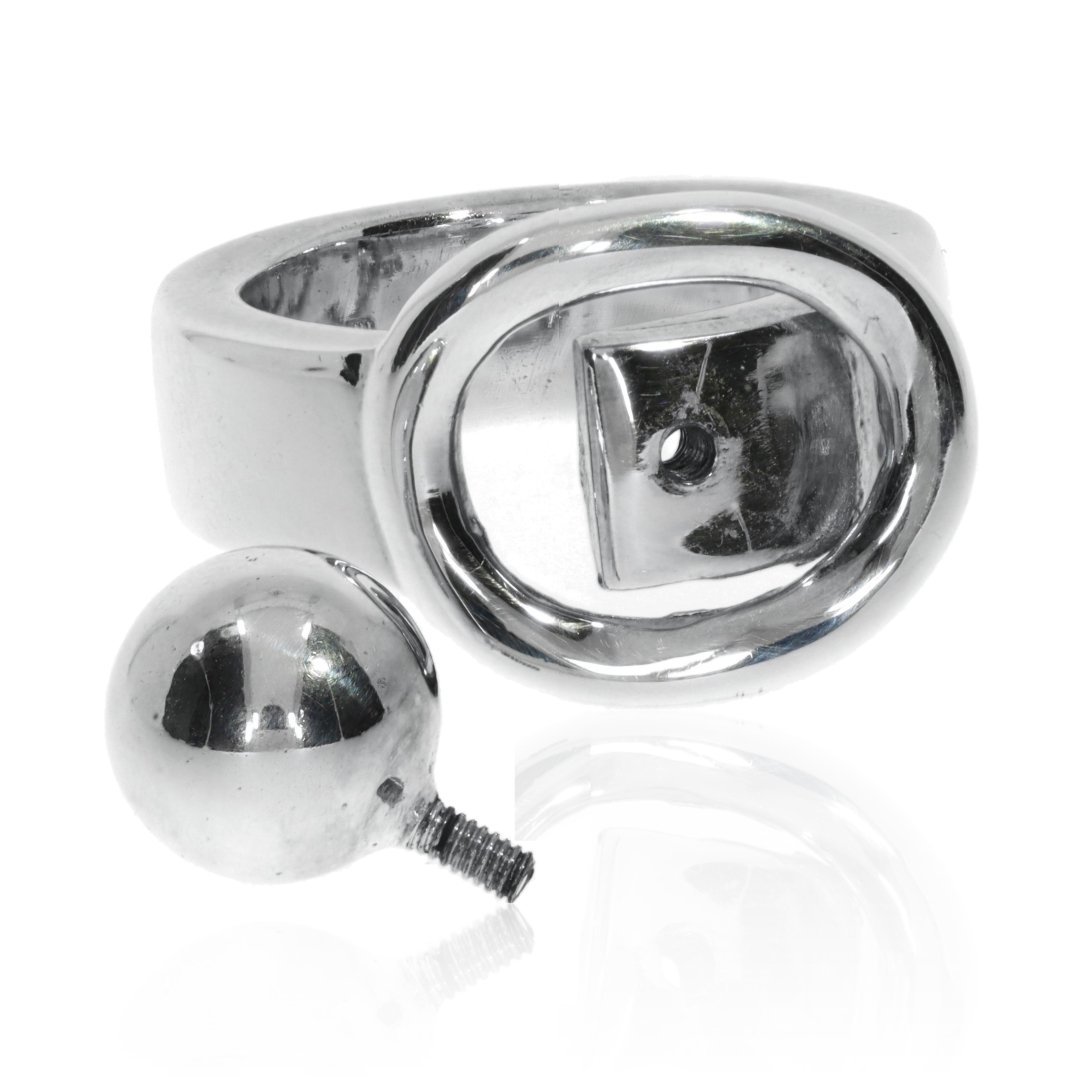 Silver Globe ring with interchangeable ball by Heidi Kjeldsen Jewellery R1205 Detached