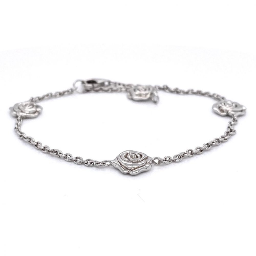 Charming Sterling Silver Rose Bracelet - Heidi Kjeldsen Jewellery - BL1009 top view