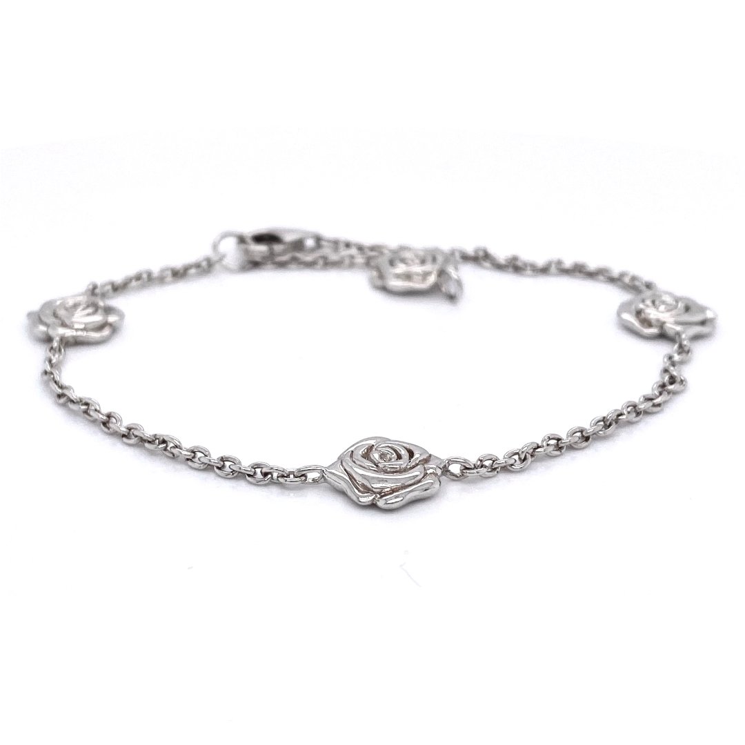 Charming Sterling Silver Rose Bracelet