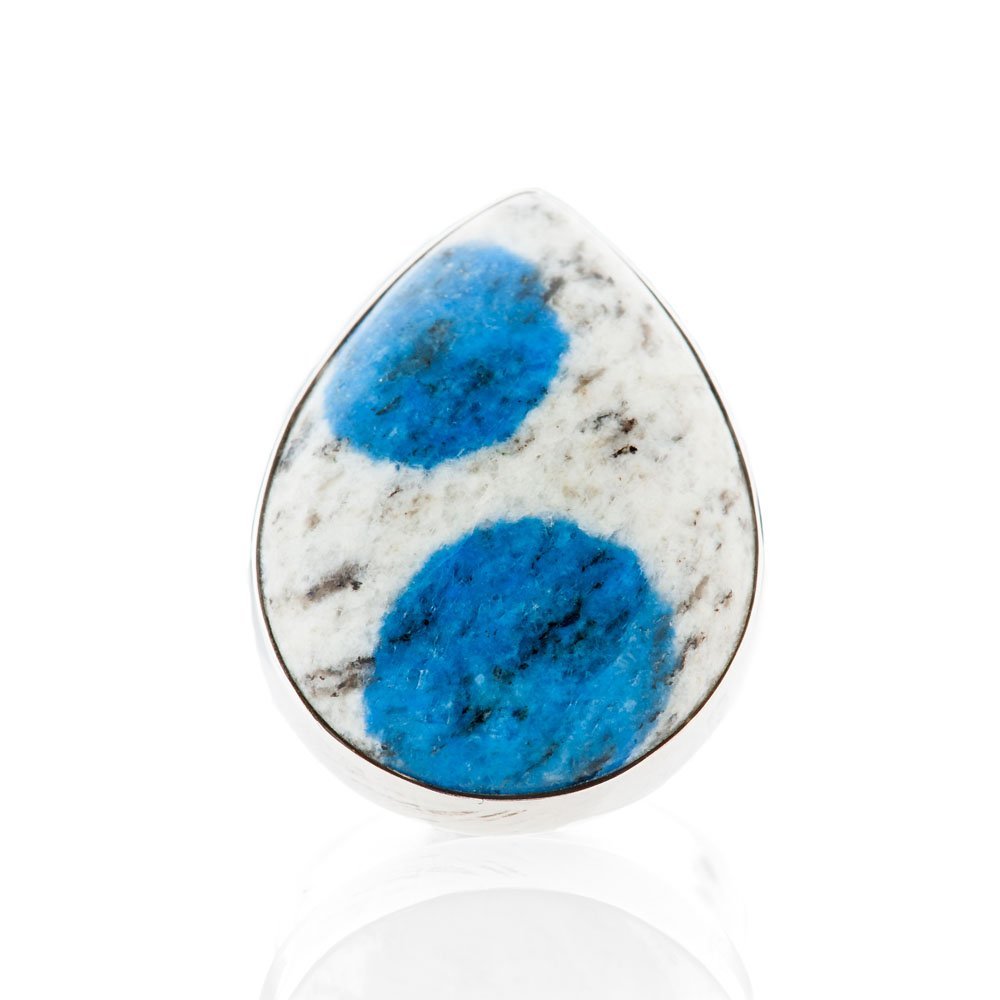 Striking Natural K2 Granite And Sterling Silver Drop Shaped Ring - Heidi Kjeldsen Jewellery - R1269-2