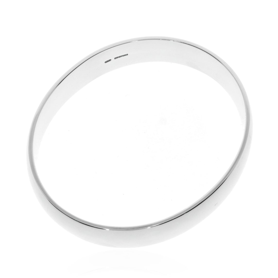 Stylish D Shaped Oval Sterling Silver Bangle By Heidi Kjeldsen Jewellery BL063 Top