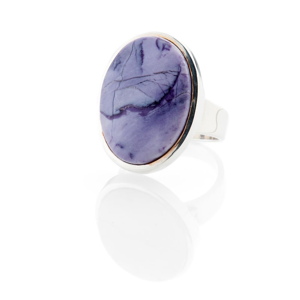 Stylish Natural Tiffany Stone or Bertrandite And Sterling Silver Oval Ring