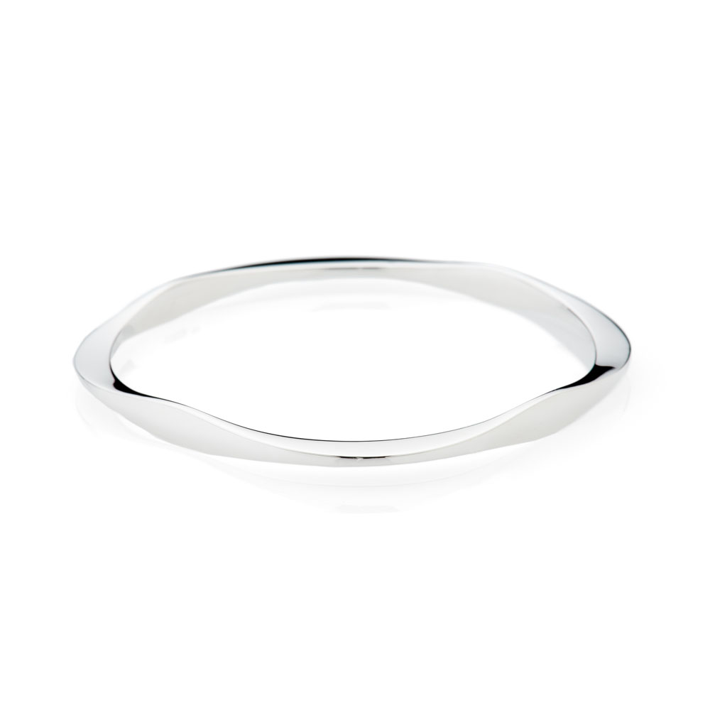 Stylish Solid Sterling Silver Handforged Square Bangle