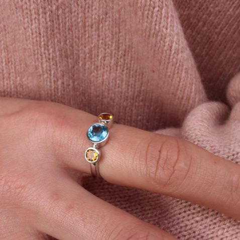 Blue Topaz and Citrine Ring By Heidi Kjeldsen Jewellery R1543 Model
