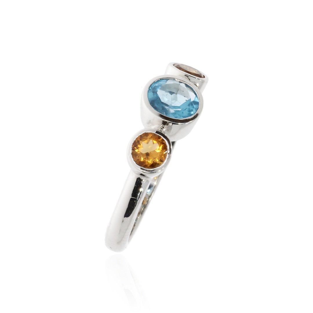 Dreamy Blue Topaz and Citrine Dress Ring - Heidi Kjeldsen Jewellery vertical