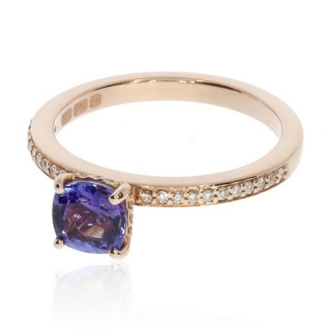 Heidi Kjeldsen Pretty Tanzanite And Diamond Cluster Ring In 18ct Rose Gold R1292 Side