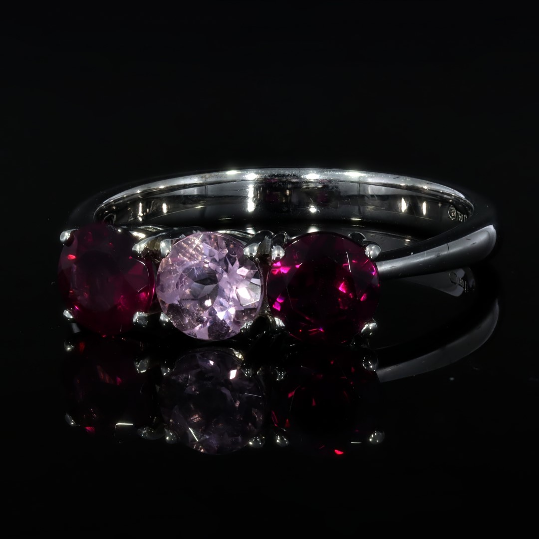 Pretty Pink Rhodalite Garnet and Morganite Ring By Heidi Kjeldsen Jewellery R1640 black