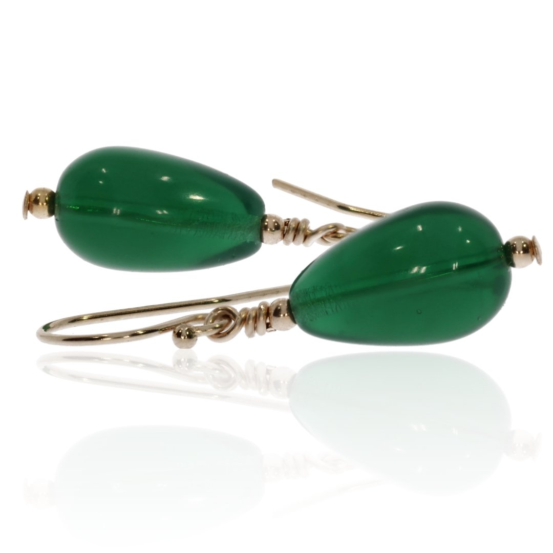 Deep Green Glass Earrings By Heidi Kjeldsen Jewellery ER4713 Flat