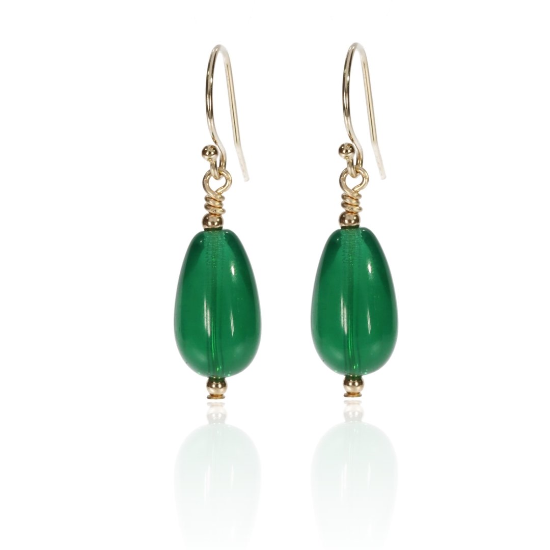 Deep Green Glass Earrings By Heidi Kjeldsen Jewellery ER4713 Front