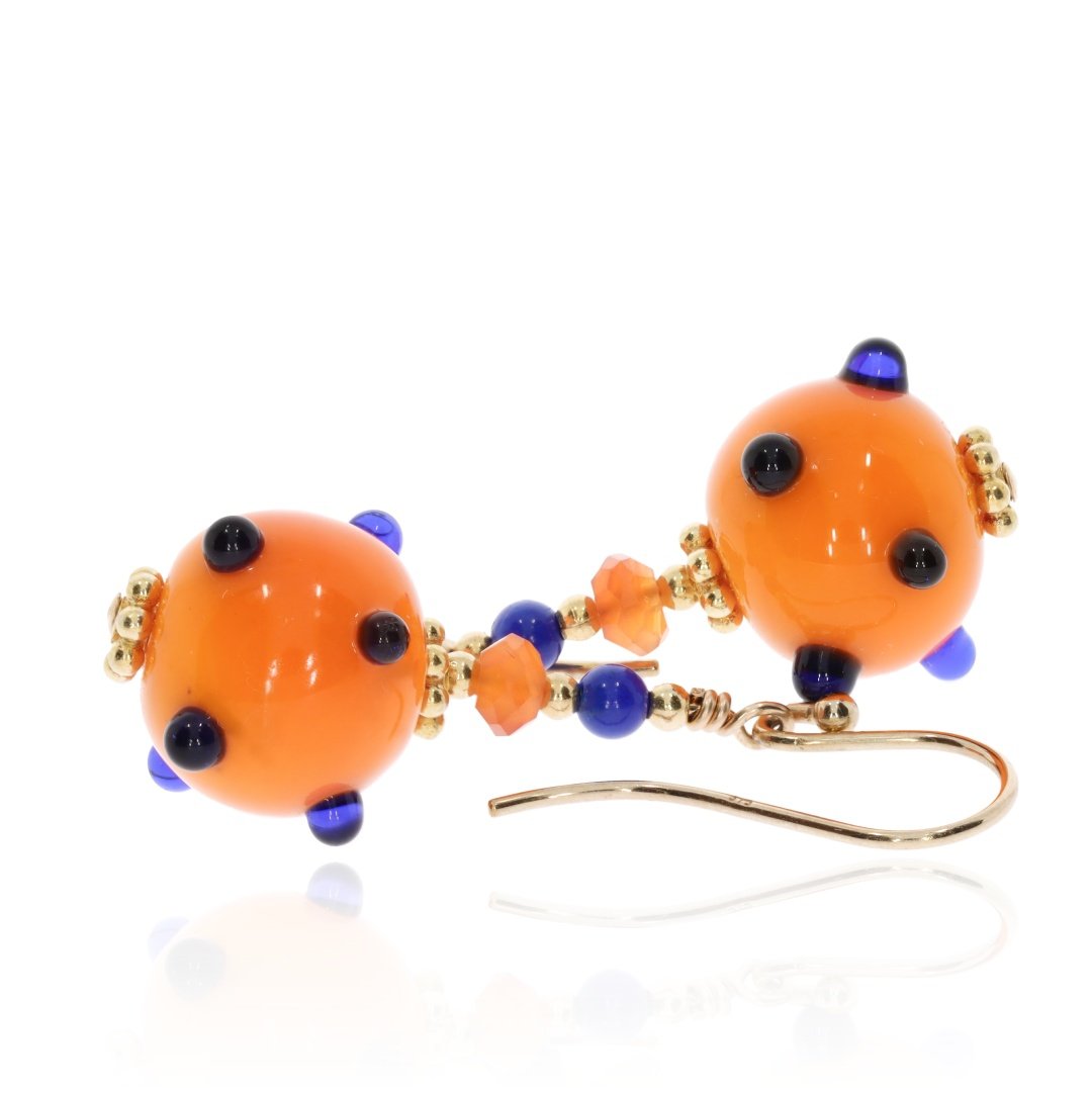 Murano Glass Orange and Cobalt Blue Earrings by Heidi Kjeldsen Jewellery stack ER4709