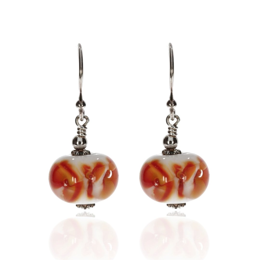 Orange Flower Murano Glass Earrings By Heidi Kjeldsen Jewellery ER2418 Front