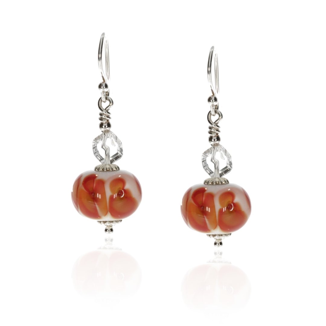 Murano Glass Orange Flowers and Rock Crystal Earrings by Heidi Kjeldsen Jewellery ER4715 Front
