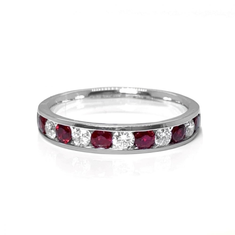 Ruby and Diamond Eternity Ring By Heidi Kjeldsen jewellery R1582 front view