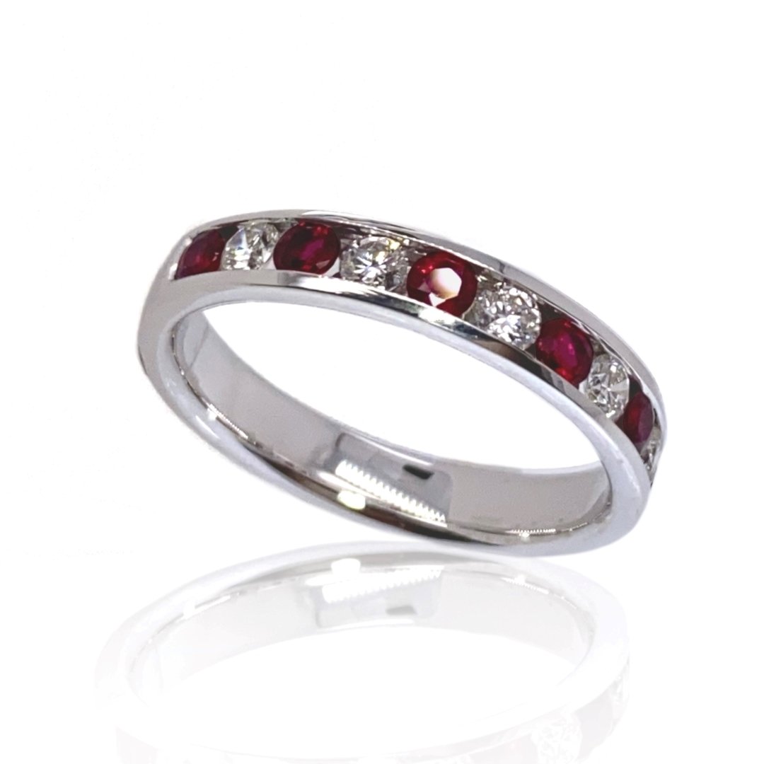 Ruby and Diamond Eternity Ring By Heidi Kjeldsen jewellery R1582 vertical view