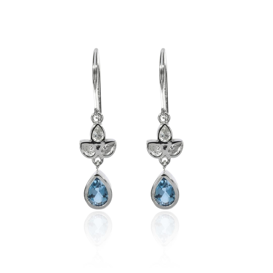 Exquisite Aquamarine and Diamond Drop Earrings By Heidi Kjeldsen Jewellers ER4684 front