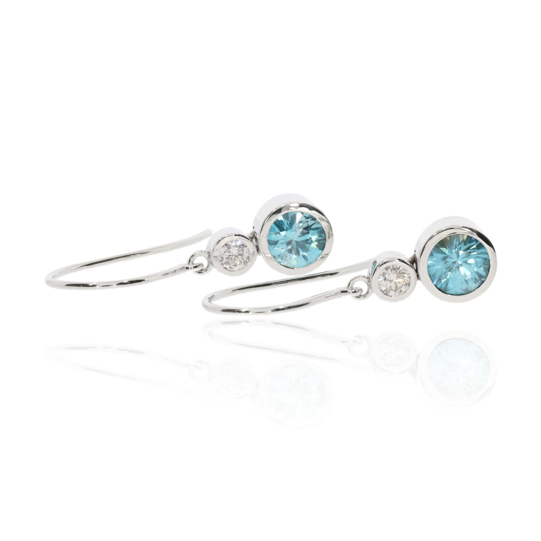 Blue Zircon Drop Earrings by Heidi Kjeldsen Jewellery ER2079 Side