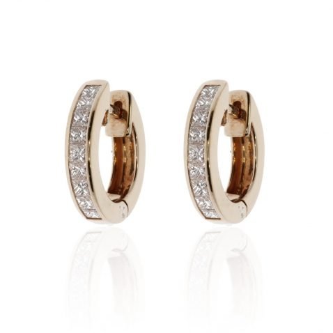 Exquisite Diamond and Yellow Gold Hooped Earrings By Heidi Kjeldsen Fine Jewellery Er2413 Front View