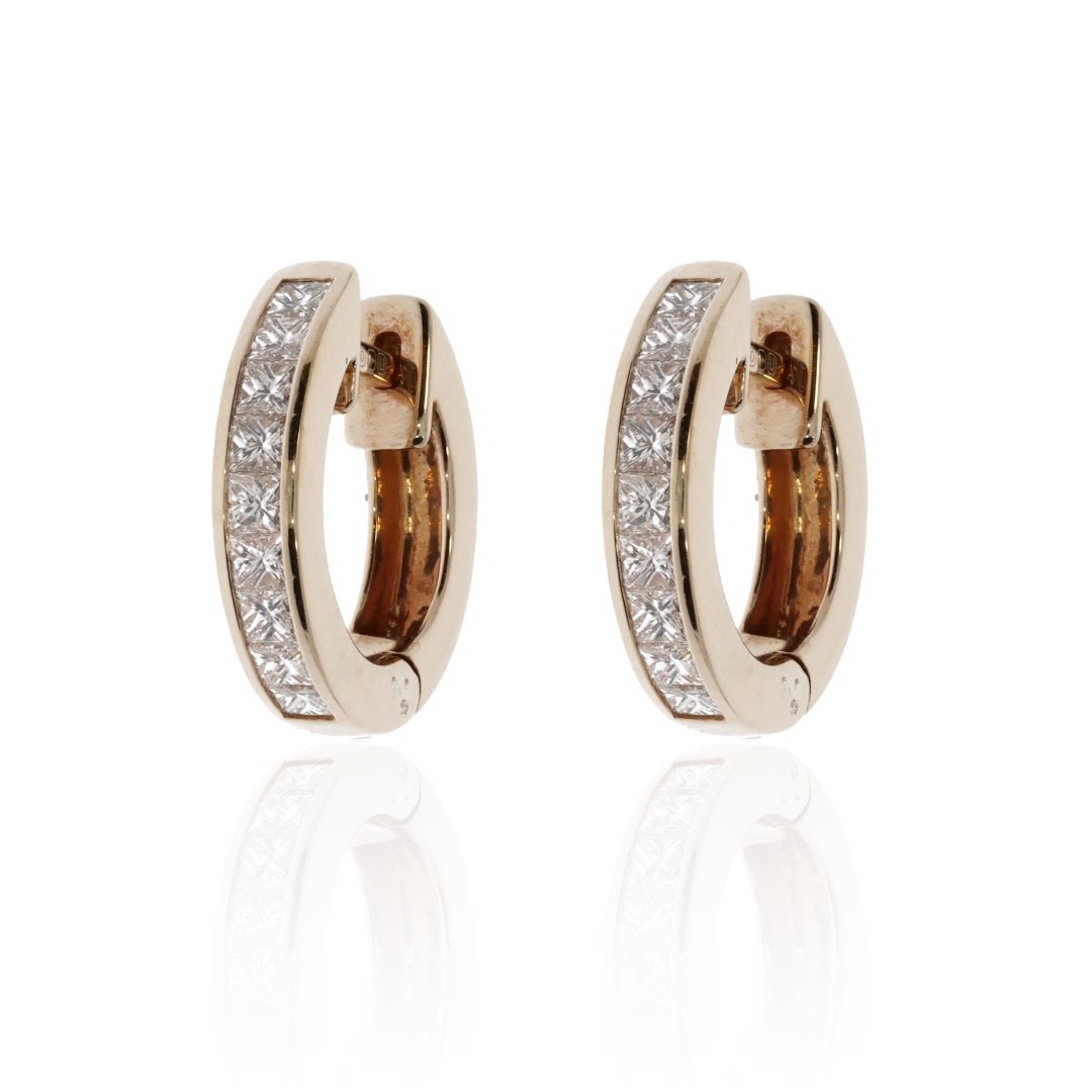 Exquisite Diamond and Yellow Gold Hooped Earrings By Heidi Kjeldsen Fine Jewellery Er2413 Front View