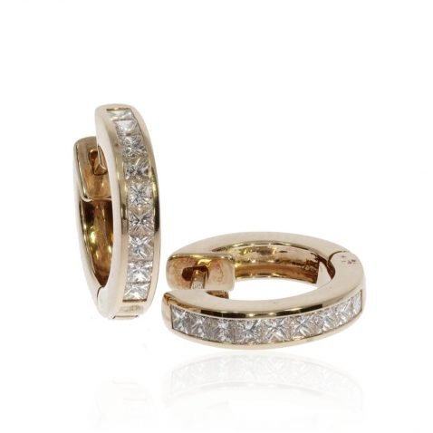 Exquisite Diamond and Yellow Gold Hooped Earrings By Heidi Kjeldsen Fine Jewellery Er2413 Vertical View