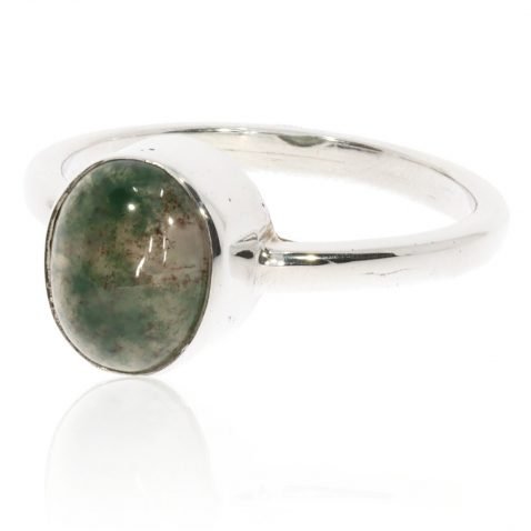 Moss Agate and Silver Ring by Heidi Kjeldsen Jewellery R1553 Side