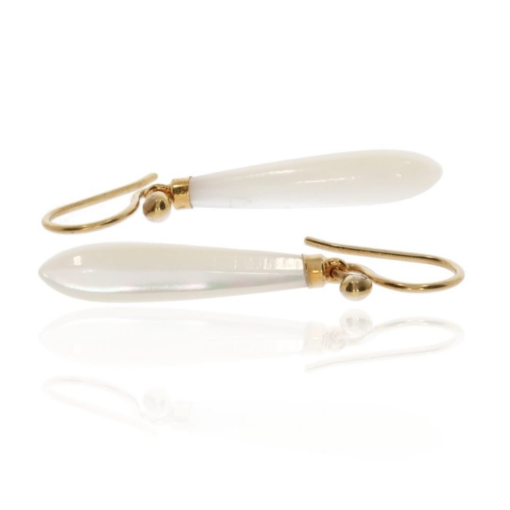 Mother of Pearl and Gold Drop Earrings By Heidi Kjeldsen Jewellers Side View ER4701