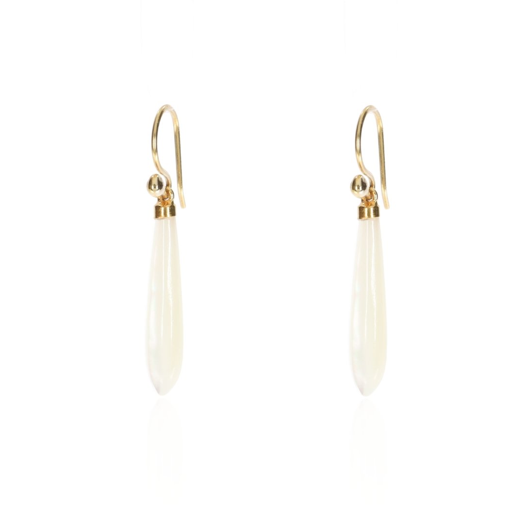 Mother of Pearl and Gold Drop Earrings By Heidi Kjeldsen Jewellers Side View ER4701