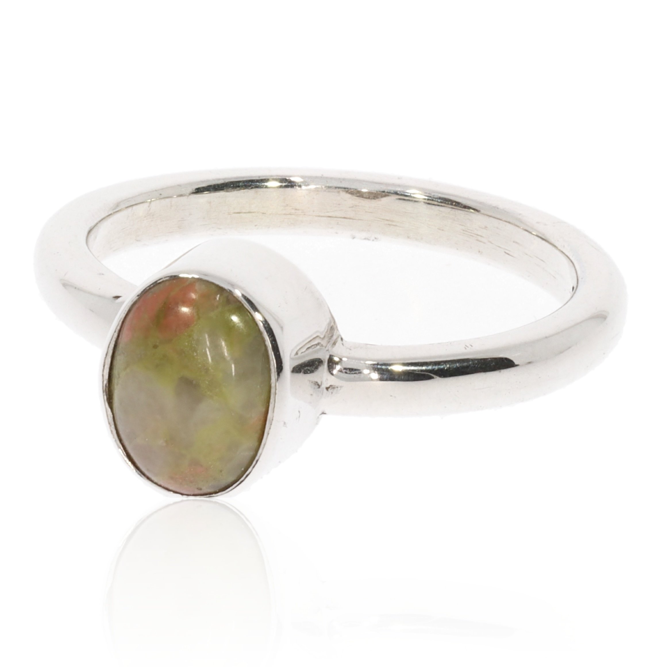 Unusual Unakite and Silver Ring