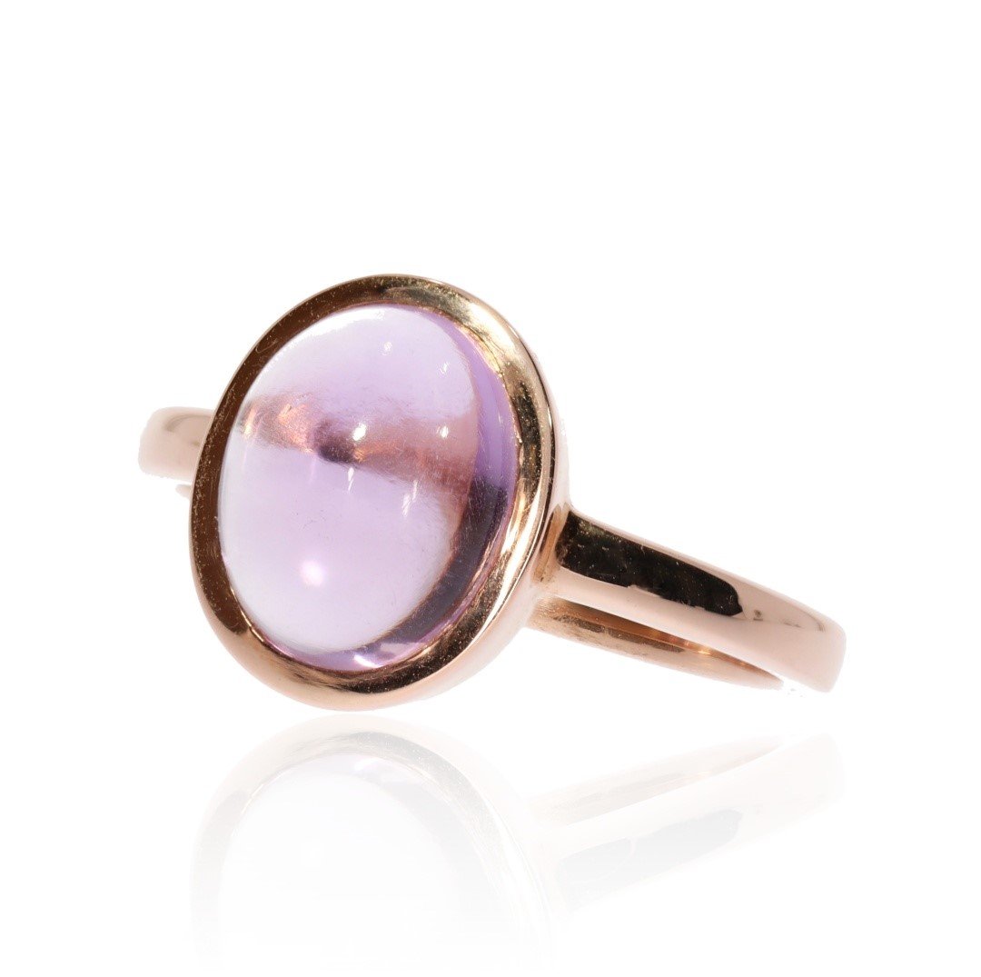Tantalising Lavender Amethyst and Rose Gold Cabochon Ring.
