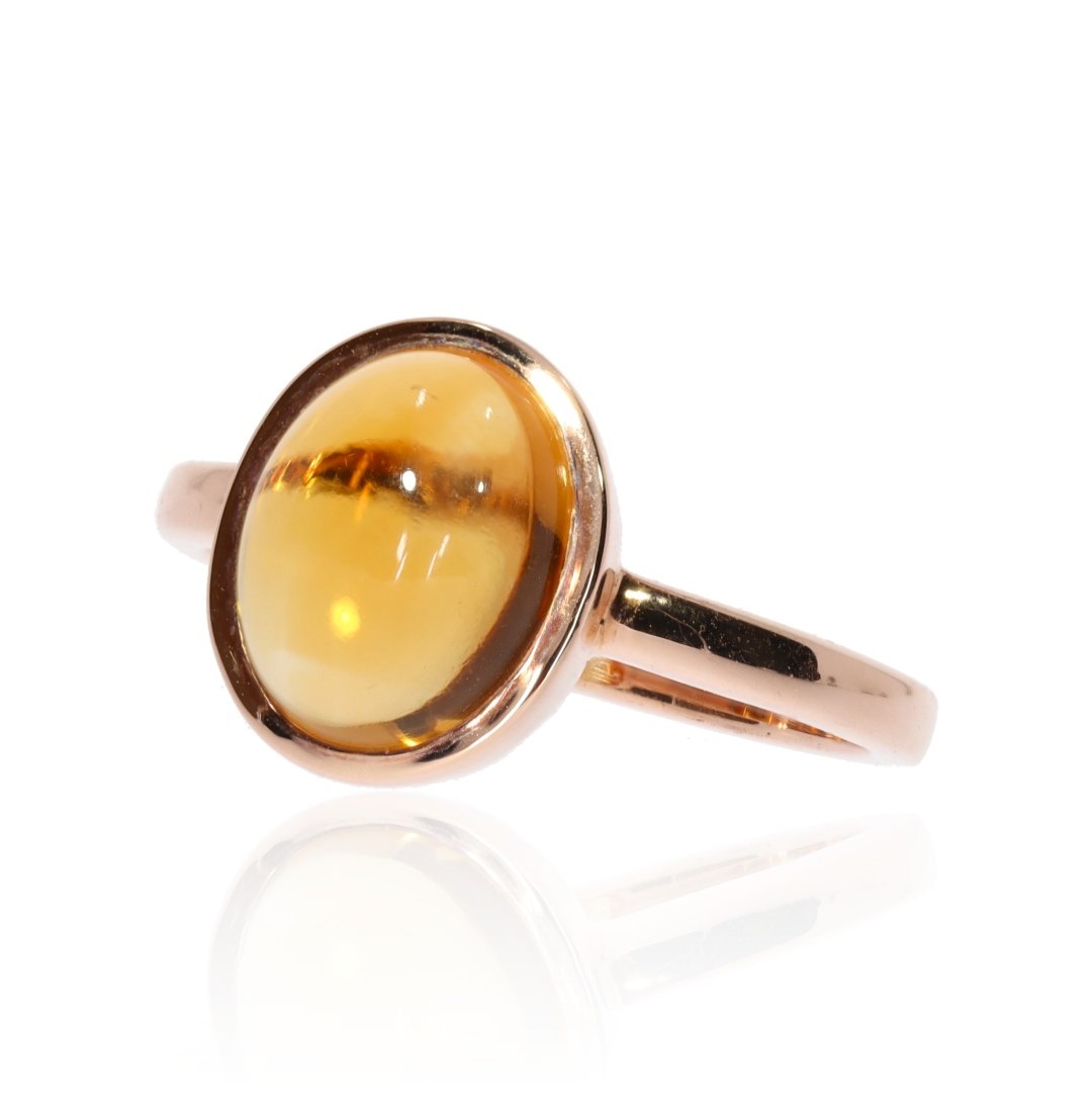 Beautiful Citrine and Rose Gold Cabochon Ring