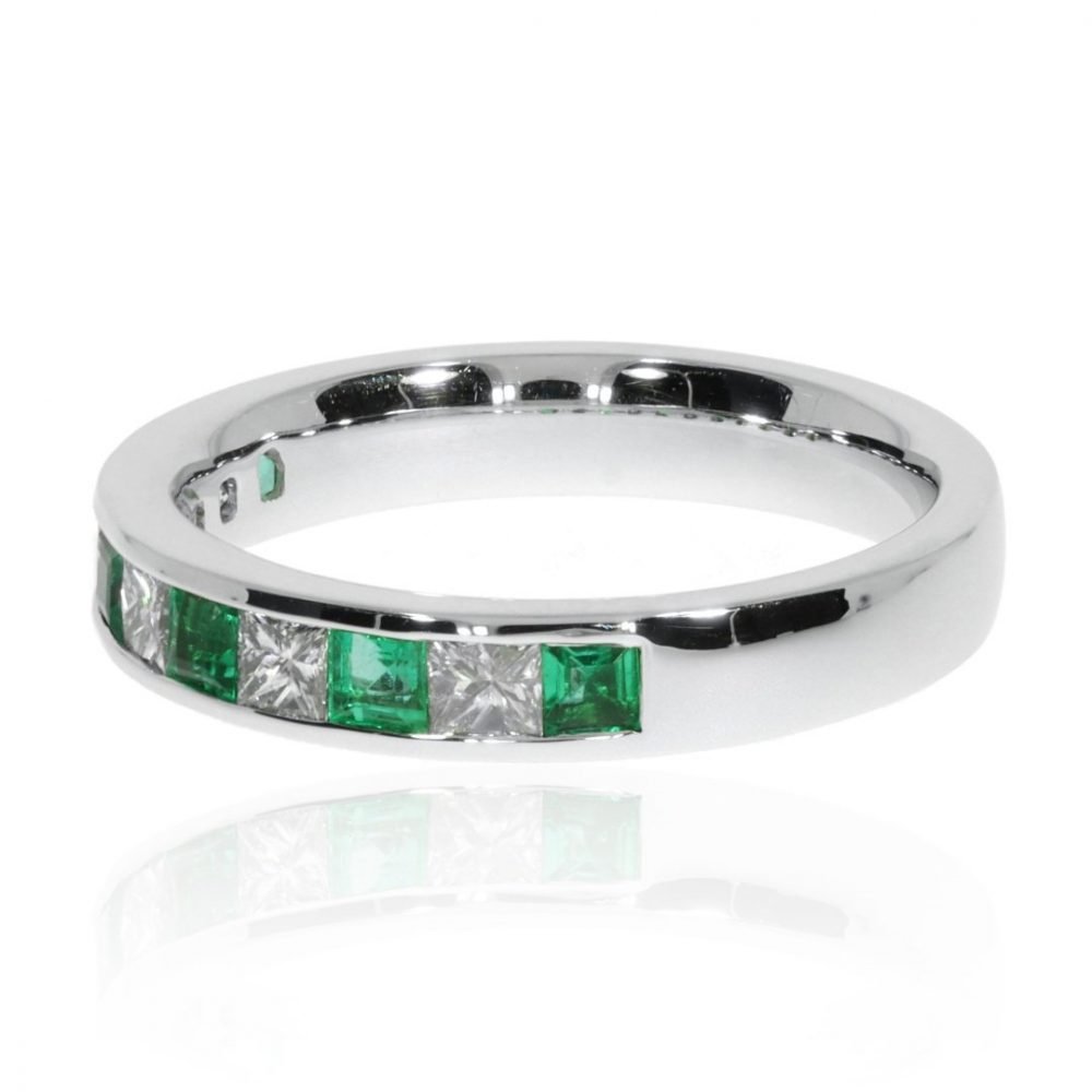 Emerald and Diamond Eternity Ring By Heidi Kjeldsen Jewellers R1588 side view