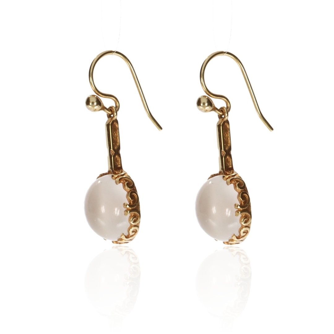 Exquisite Moonstone and Gold Drop Earrings