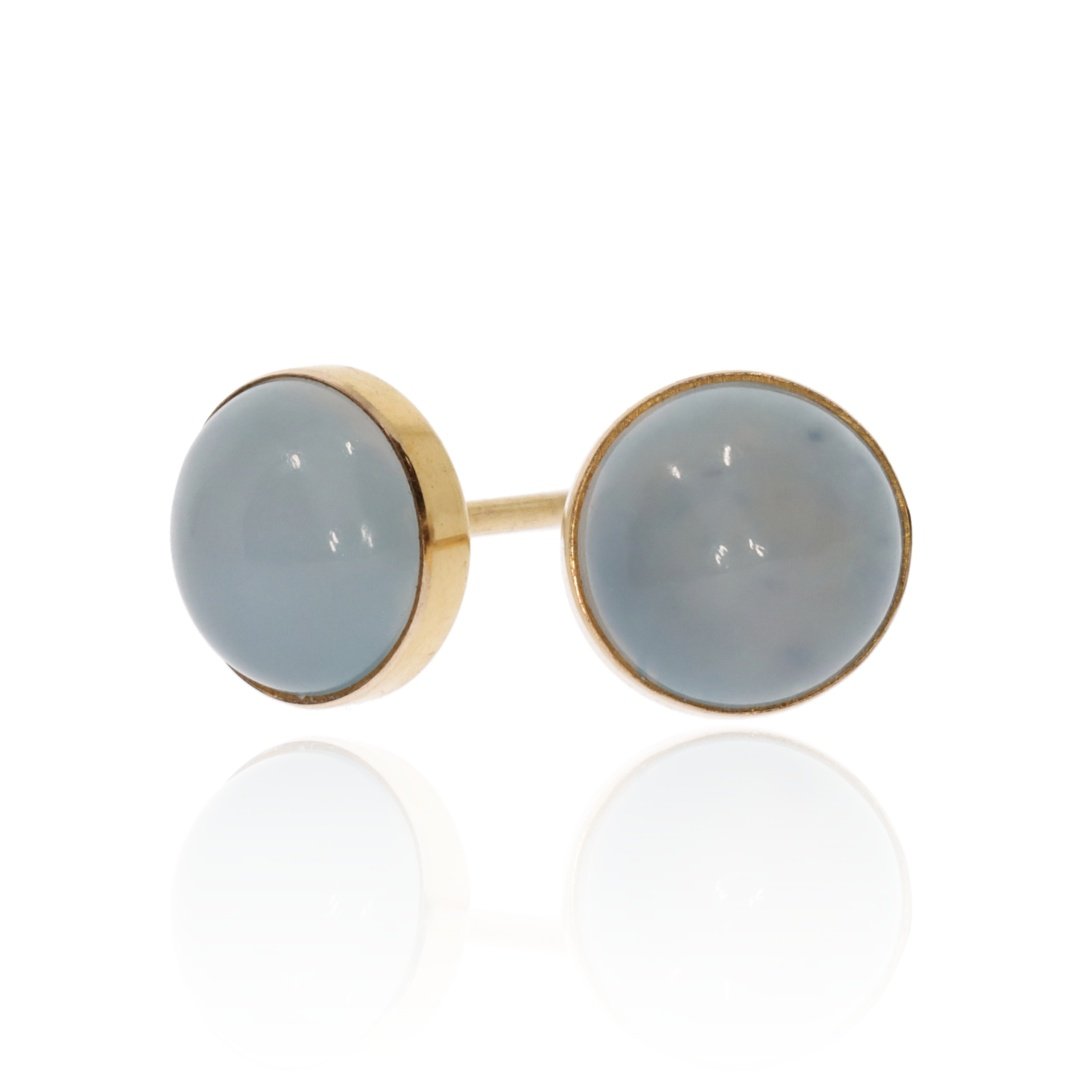 Shimmering Moonstone and Gold Studs
