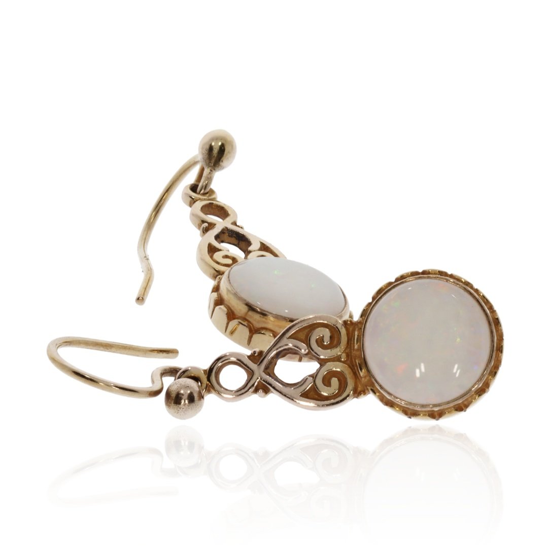Precious Opal and Gold Earrings Stack View by Heidi Kjeldsen jewellers ER1937