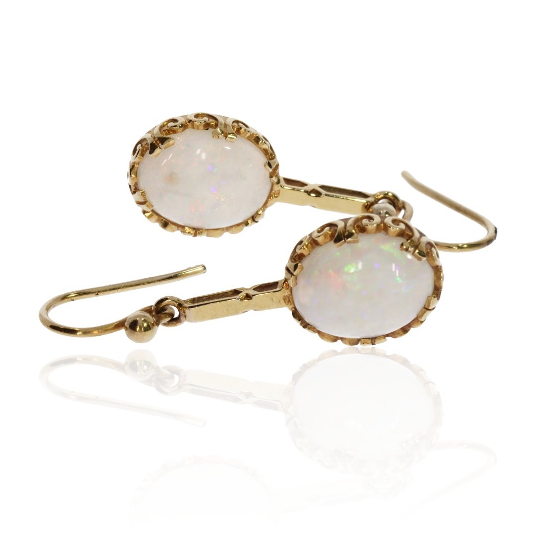 Shimmering Opal and Gold Earrings
